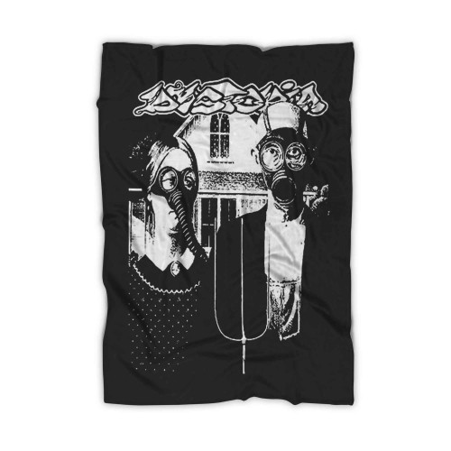 Dystopia Band Gas Mask Music Band Funny Black Vintage Blanket