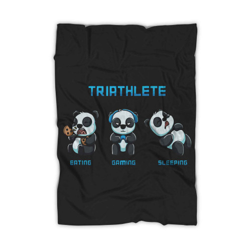 Funny Panda Gift Triathlete Gaming Eating Sleeping Blanket