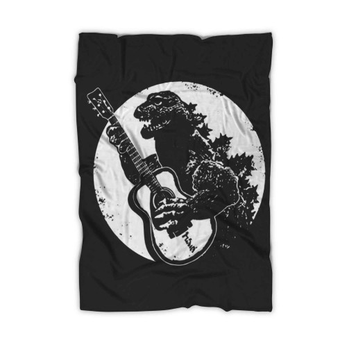 Godzilla Playing Guitar Rock Acoustic Blanket
