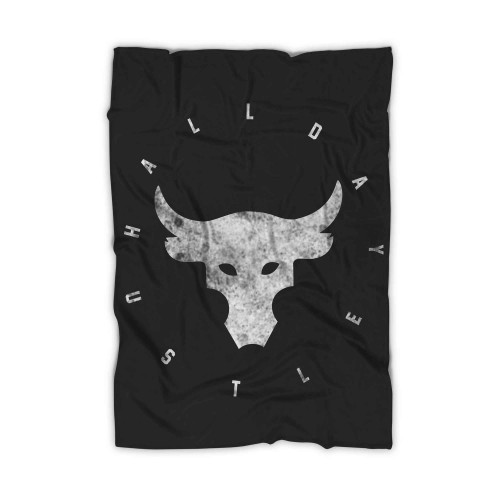 Hustle All Day The Rock Under Armor Project Grunge Blanket
