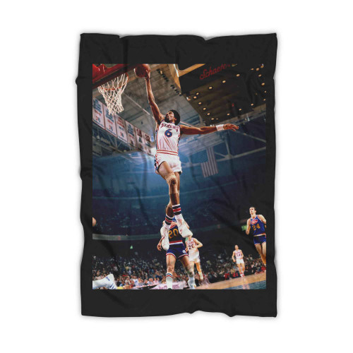 Julius Erving Dunk Vintage Nba Blanket