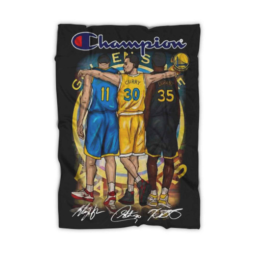 Logo Champion Golden State Warriors Stephen Curry Klay Thompson Kevin Durant Signatures Blanket