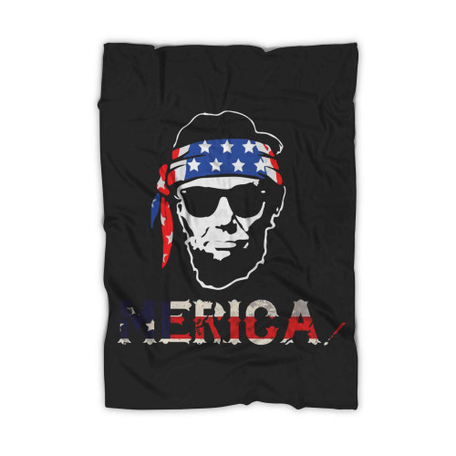 Merica Abe Lincoln4th Of July American Flag Murica Blanket