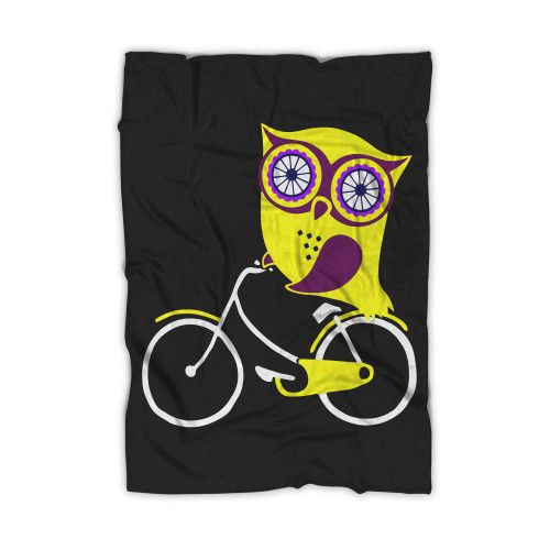 Owl Is Riding A Bicycle Blanket