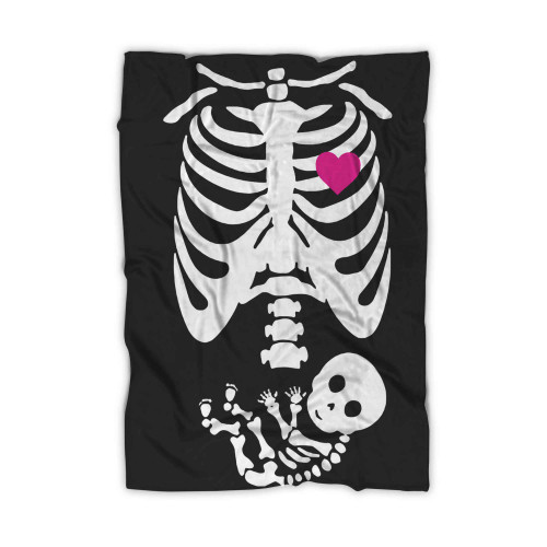 Pregnant Skeleton Halloween Blanket