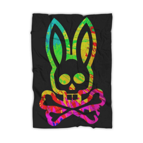 Psychedelic Bunny Psycho Rainbow Bunny Bunnies Vintage Blanket