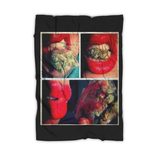 Sexy Lips Weed High Girl Blanket
