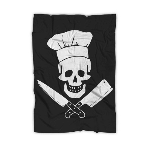 Skull Cook Chef Hat Crossed Knives Blanket