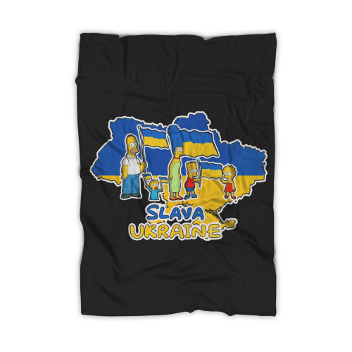 Slava Ukraini Flag Simpsons Blanket