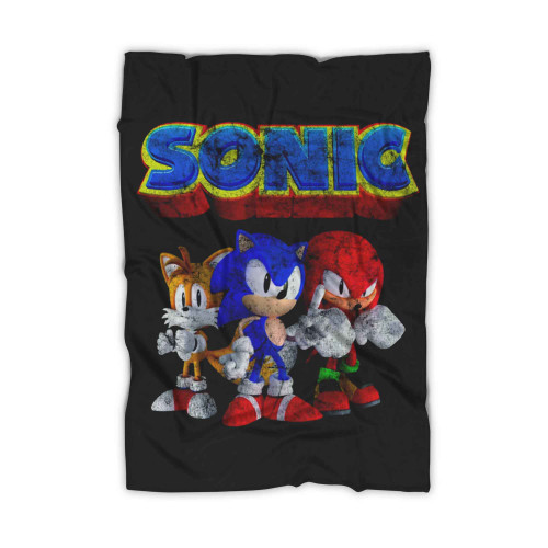 Sonic Characters Vintage Style Distressed Blanket