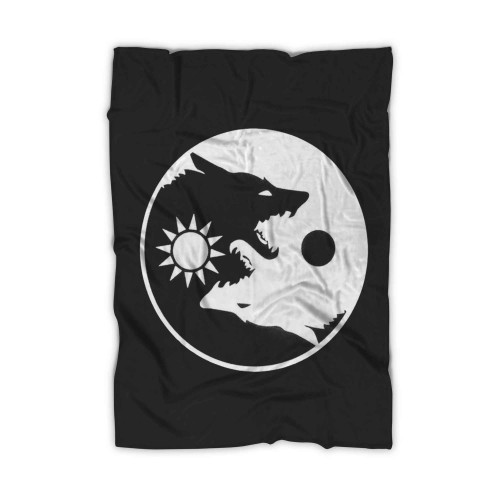 Sun Moon Yin Yang Wolf Viking Blanket