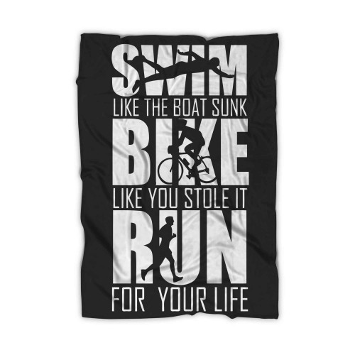 Swim Bike Run Funny Triathlete Blanket