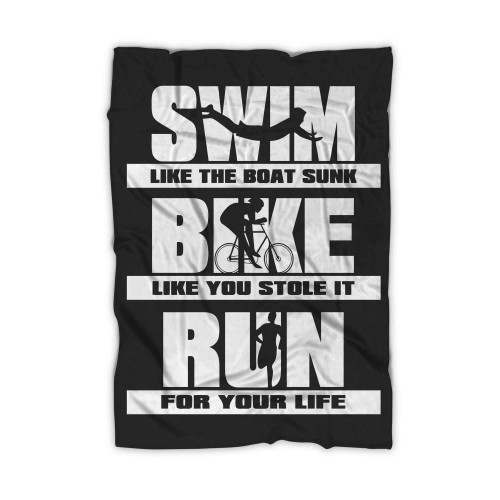 Swim Bike Run Triathlon Runner Cycling Swimmer Blanket