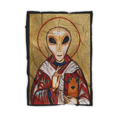 Ufo Alien Saint Believe Trippy Psychedelic Lsd Mdma Dmt Acid Albert Hofmann Blotter Art Blanket