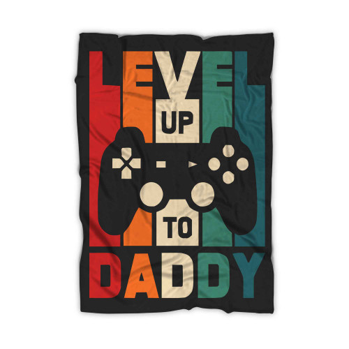 Vintage Level Up To Dad Retro Vintage Video Gamer New Dad Blanket