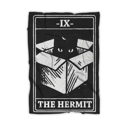 Black Cat Ix The Hermit Funny Cat In Box Vintage Blanket