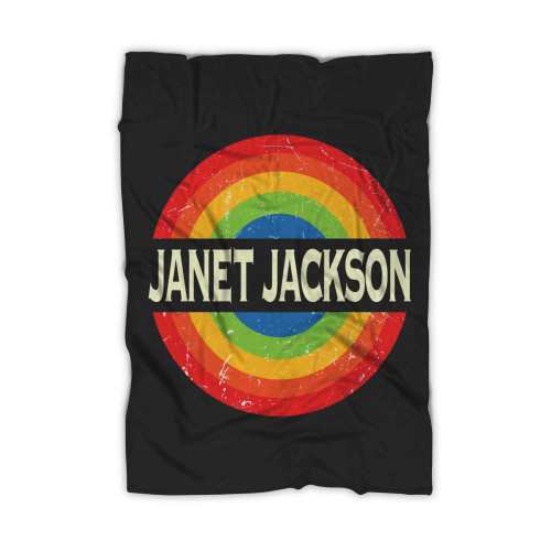 Janet Name Retro Rainbow Circle Distressed Blanket