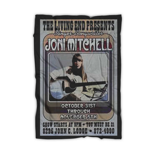 Joni Mitchel 1966 Club Gig Print Living End Detroit Blanket
