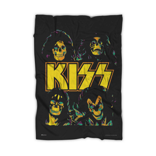 Kiss Band Merchandise Skulls Skeletons Merch Heavy Metal Music Retro Vintage 70S Kiss Blanket