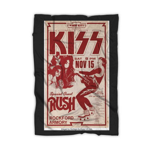 Kiss Rush 1975 Rockford Illinois Concert Blanket