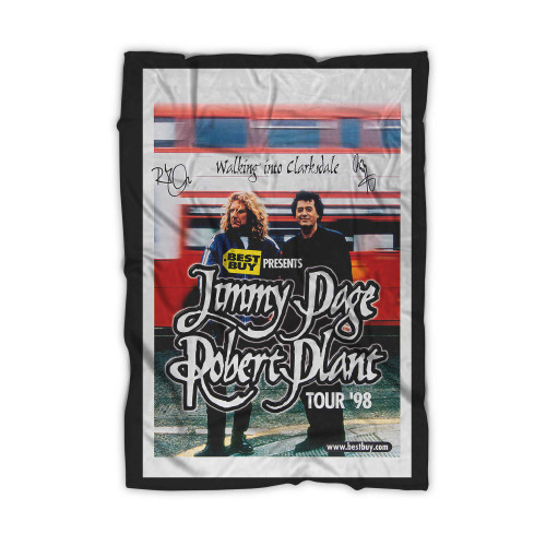 Led Zeppelin Jimmy Page And Robert Plant Signed Concert Blanket