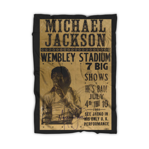 Michael Jackson Signed 1988 Wembley Stadium Original Concert Poster Blanket