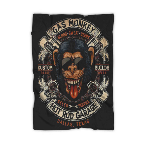 Monkey Gas Crossed Pistons Ribbon Logo Blanket