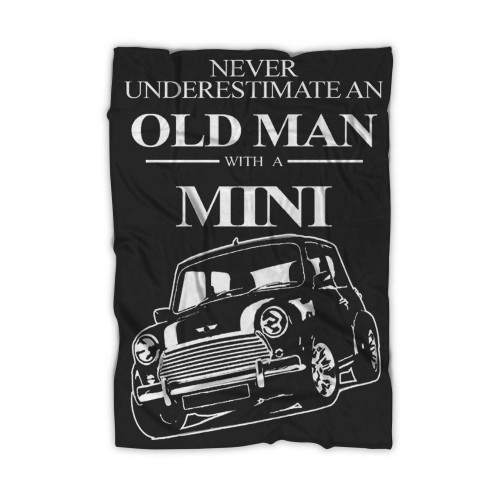 Old Man With A Mini Cooper Funny Cool Retro Blanket