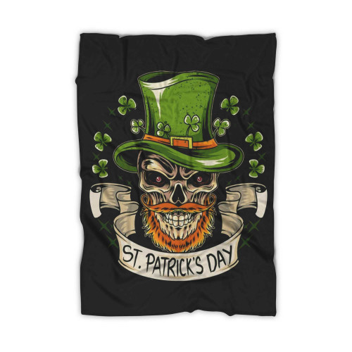 St Patrick'S Day Skull Hat Bearded Blanket