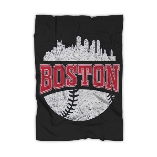 Vintage Boston Baseball Retro City Skyline Blanket