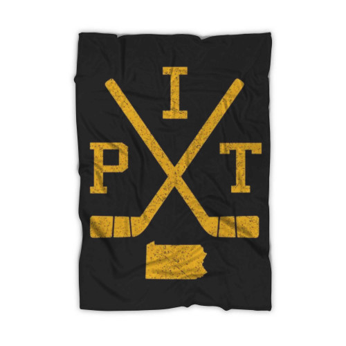 Vintage Pittsburgh Hockey Sticks Retro Blanket