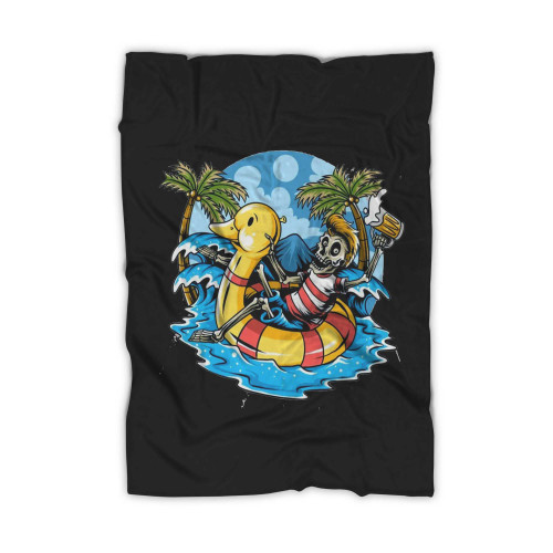 Yellow Hair Skull Holiday Beer Vacation Blanket