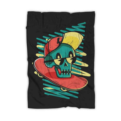 Hat And Glasses Skater Skull 1 Blanket