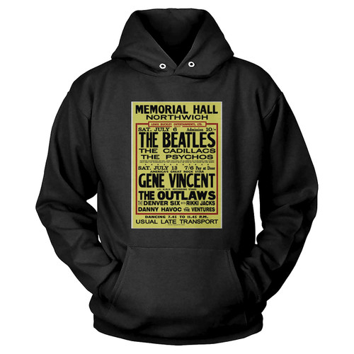 Beatles Reproduction Concert Poster Memorial Hall Northwich Uk Hoodie