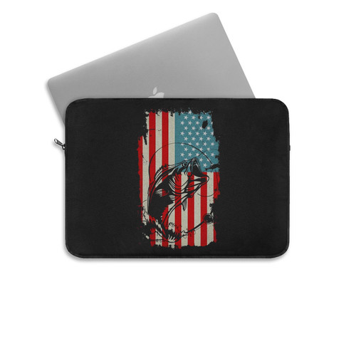 American Flag Fisherman Vintage Laptop Sleeve