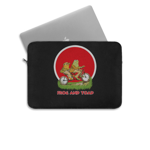 Frog And Toad On The Bike In Red Circle Laptop Sleeve