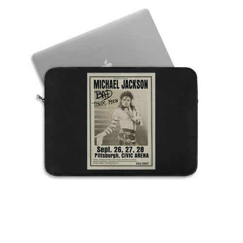 Michael Jackson Original 1988 Bad Tour Pittsburgh Civic Arena Concert Poster Laptop Sleeve