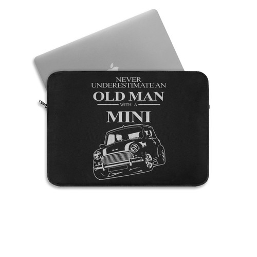 Old Man With A Mini Cooper Funny Cool Retro Laptop Sleeve