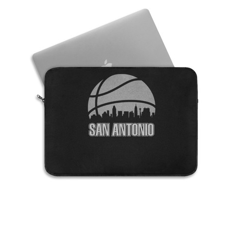 Retro San Antonio Basketball Fan City Skyline Laptop Sleeve