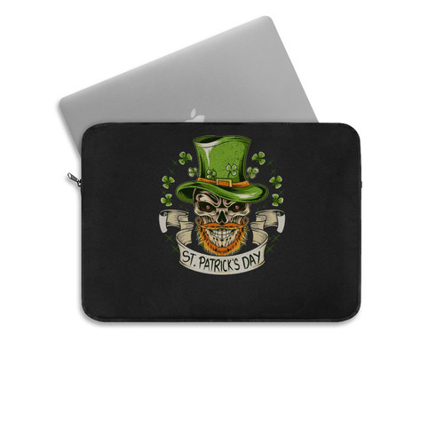 St Patrick'S Day Skull Hat Bearded Laptop Sleeve