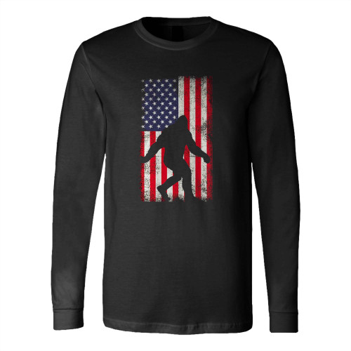 Bigfoot 4Th Of July American Flag Independence Day Long Sleeve T-Shirt Tee