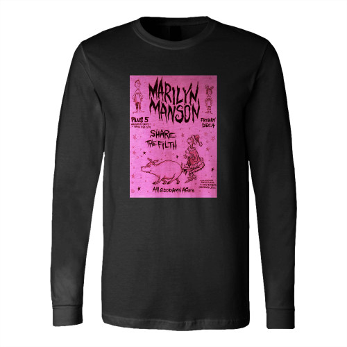 Early Marilyn Manson Concert Flyer 1992 Long Sleeve T-Shirt Tee