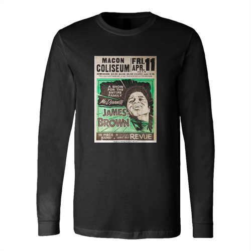 James Brown 1969 Macon Ga Jumbo Globe Concert Long Sleeve T-Shirt Tee