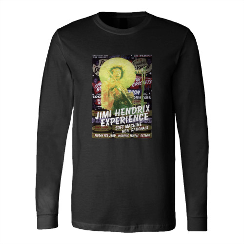 Jimi Hendrix Detroit Psychedelic Rock Concert Long Sleeve T-Shirt Tee