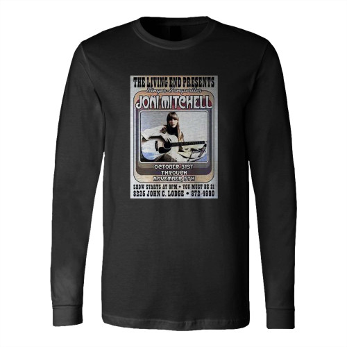 Joni Mitchel 1966 Club Gig Print Living End Detroit Long Sleeve T-Shirt Tee