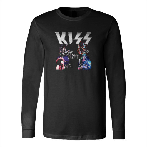 Kiss Signatures Rock Band Long Sleeve T-Shirt Tee