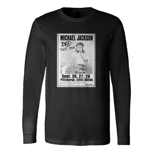 Michael Jackson 1988 Bad Tour Poster Long Sleeve T-Shirt Tee