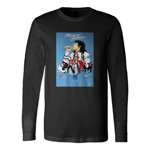 Michael Jackson Poster King Of Pop Band Music Concert Poster Long Sleeve T-Shirt Tee