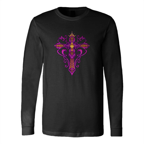 Purple Vine Cross Long Sleeve T-Shirt Tee