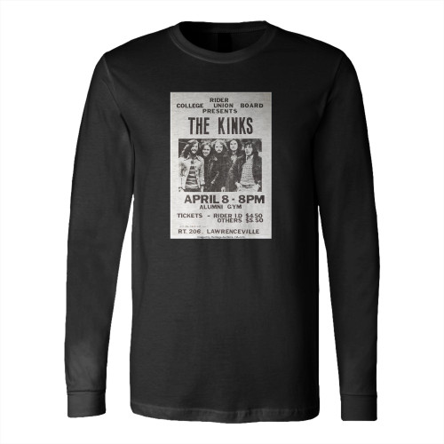 The Kinks 1973 Rider College Lawrence Township Nj Concert Long Sleeve T-Shirt Tee